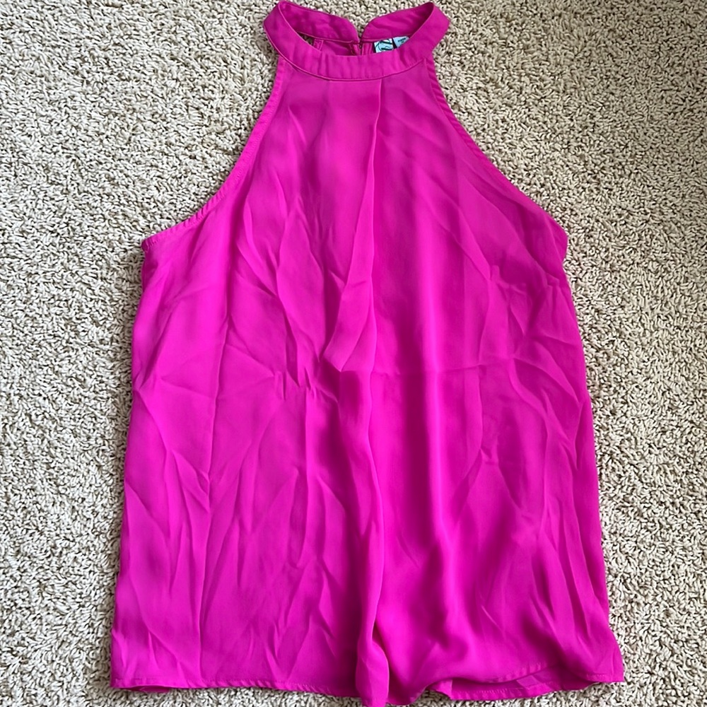 High neck pink sleeveless blouse